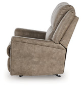 alternate side view of Lixtowel Fog Faux Leather Recliner