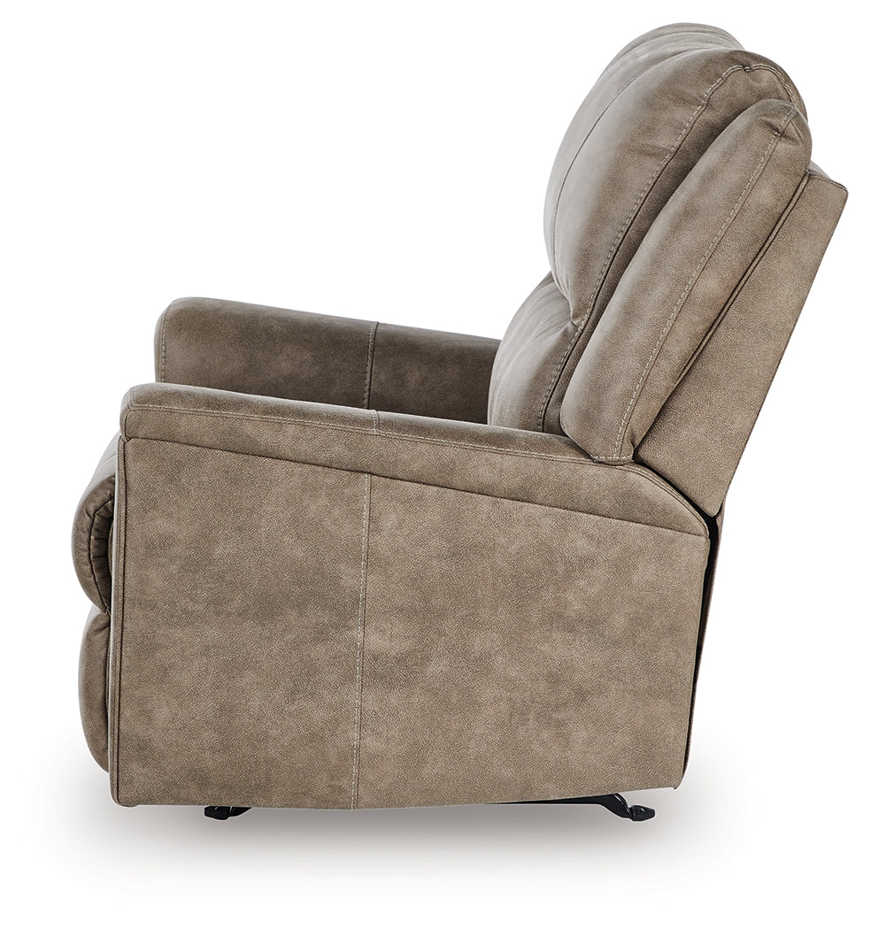 alternate side view of Lixtowel Fog Faux Leather Recliner