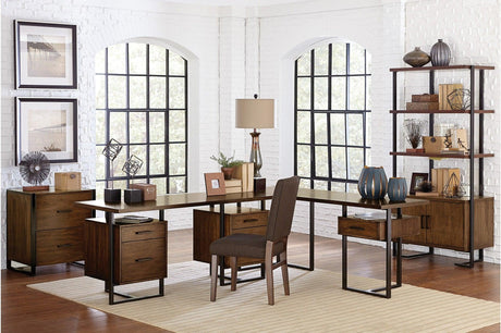 Sedley side chair front view with dark brown walnut veneer and dark metal frame