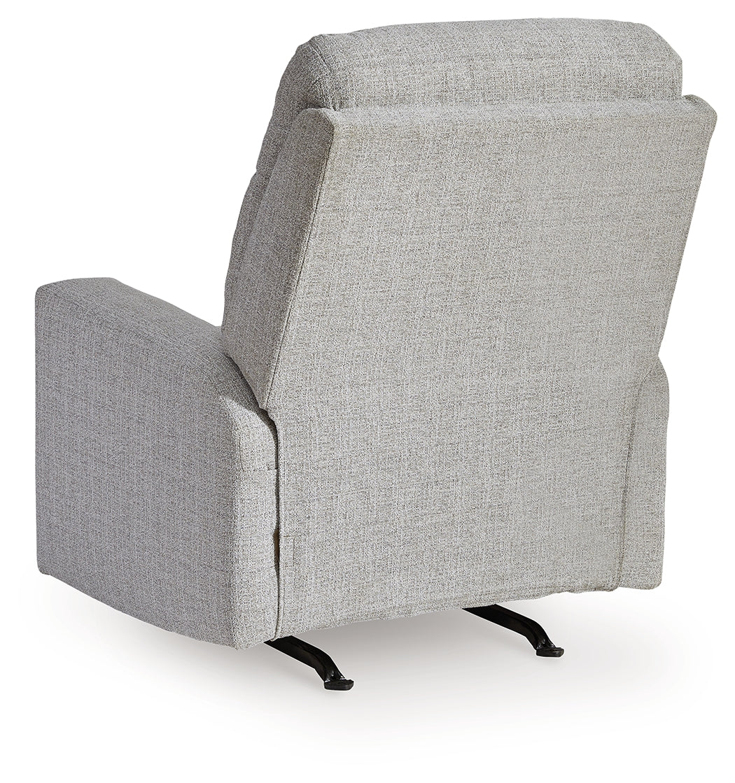 Skillins Stone Performance Fabric Recliner rear side angle