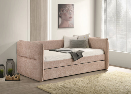 Philipa Mauve Upholstered Daybed side angle