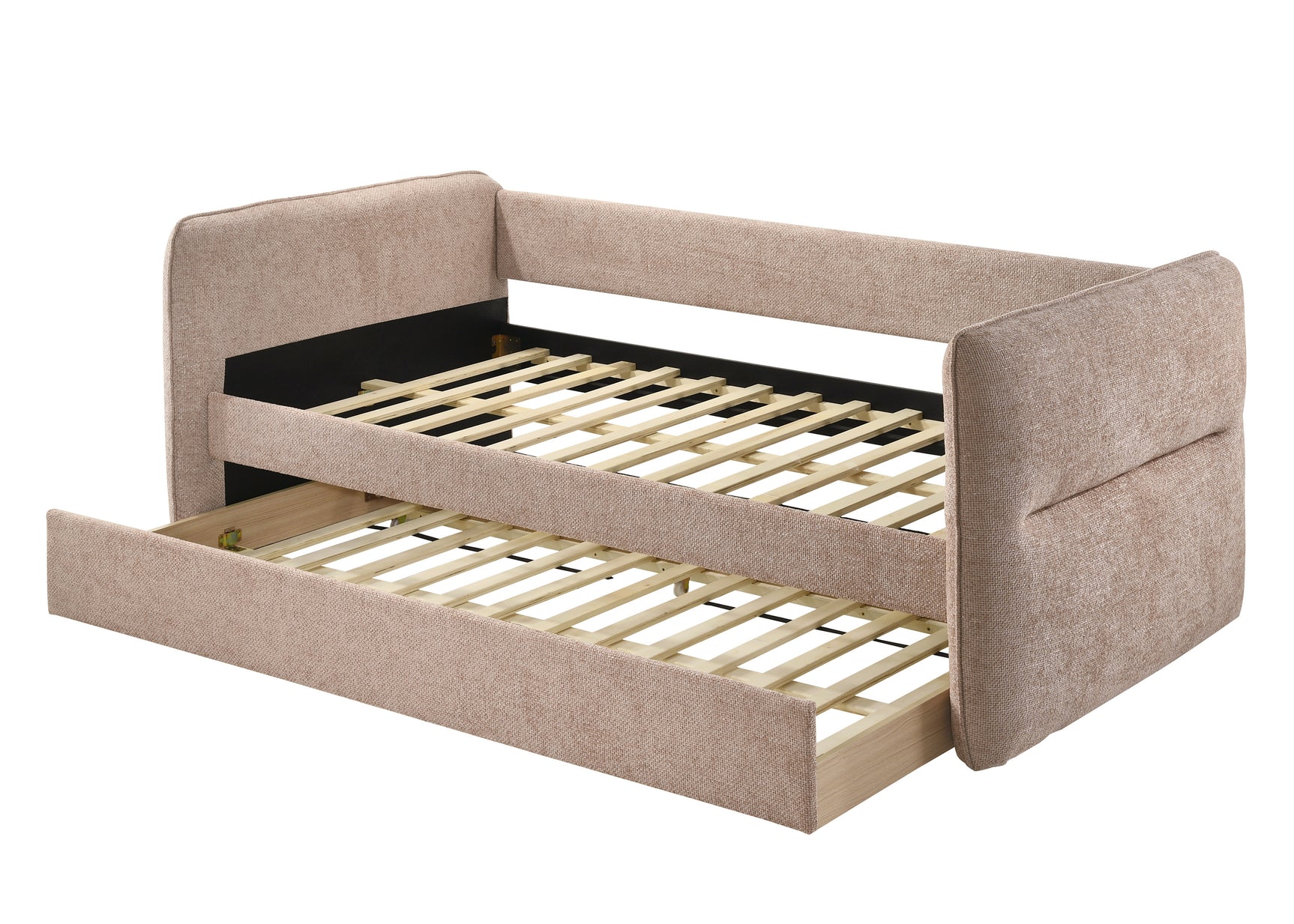 Close-up of mauve tweed upholstery on Philipa Daybed