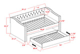 Side angle showing trundle bed under Loretta Gray daybed