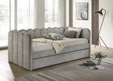 Left side view of Melody Light Gray LED Upholstered Daybed