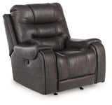 Femley Smoke Faux Leather Recliner side view
