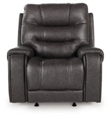 Femley Smoke Faux Leather Recliner head-on view