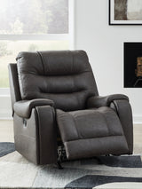 Femley Smoke Faux Leather Recliner alternate open view