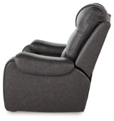Femley Smoke Faux Leather Recliner alternate side view
