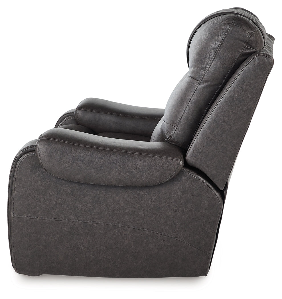 Femley Smoke Faux Leather Recliner alternate side view