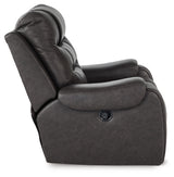 Femley Smoke Faux Leather Recliner side profile