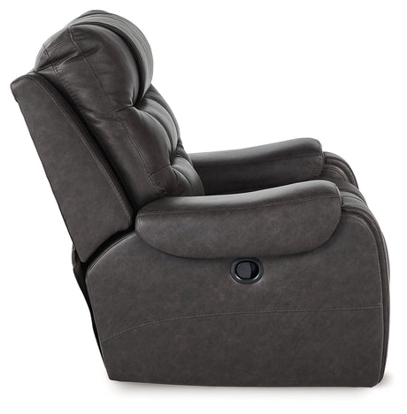Femley Smoke Faux Leather Recliner side profile