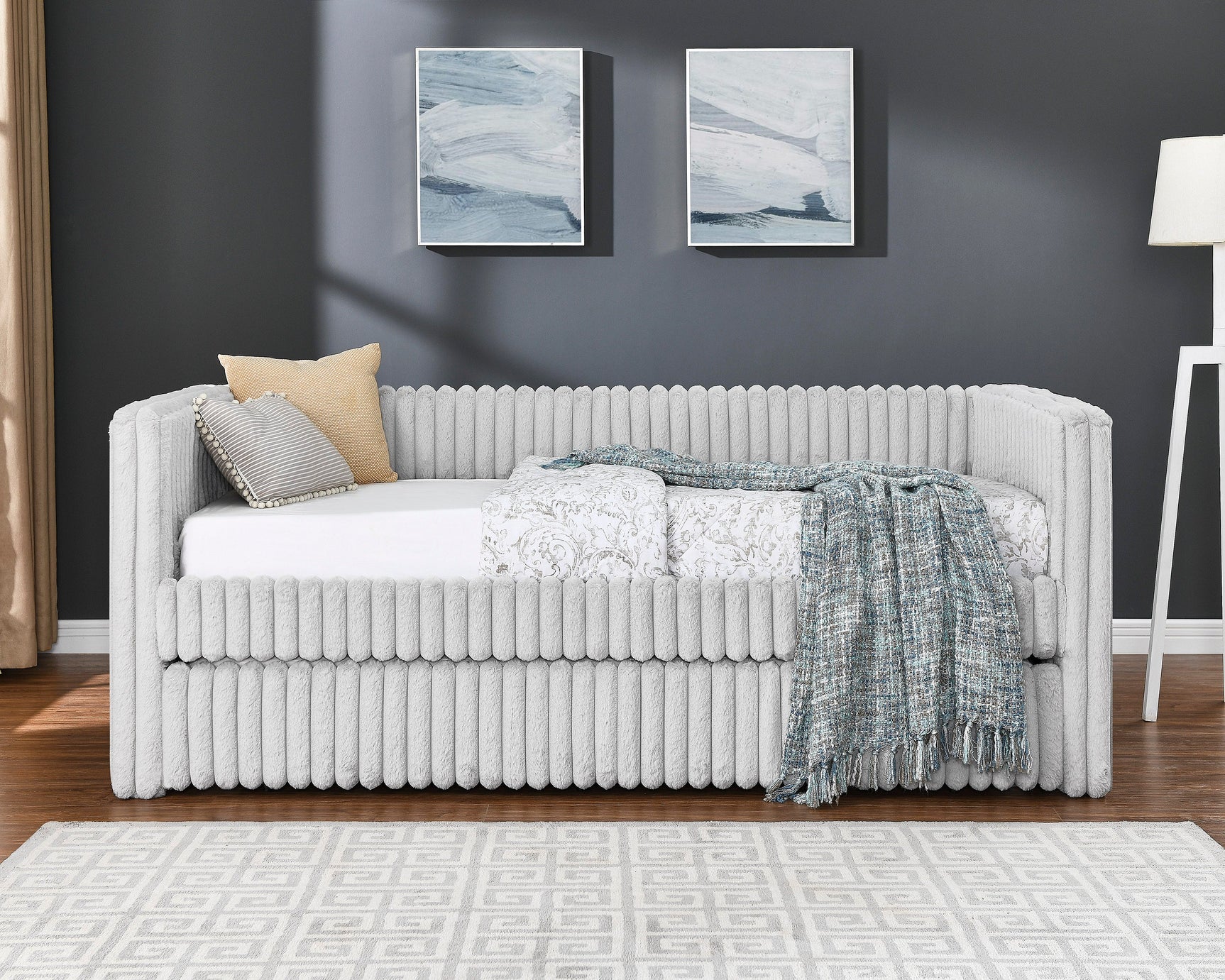 Hailey Daybed side view with arm and slatted base