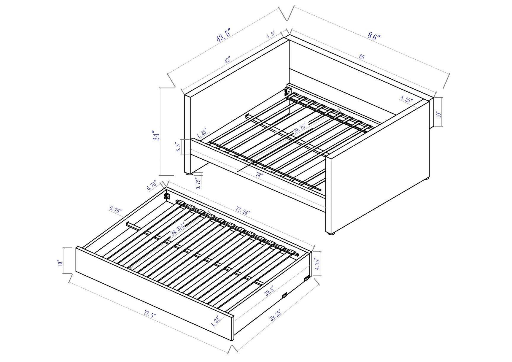 Hailey Daybed angled view showcasing design