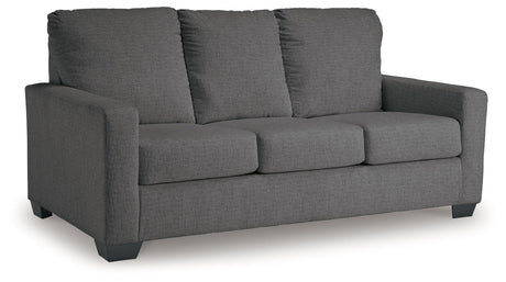 Rannis Pewter Chenille Full Sofa Sleeper angled closed view