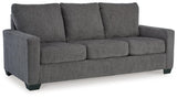 Rannis Pewter Chenille Queen Sofa Sleeper angled closed view