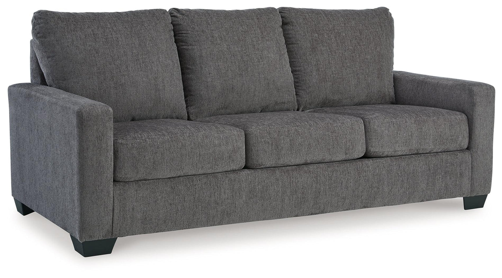 Rannis Pewter Chenille Queen Sofa Sleeper angled closed view
