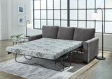 Rannis Pewter Chenille Queen Sofa Sleeper open angled view