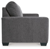 Rannis Pewter Chenille Queen Sofa Sleeper side view with mattress extended