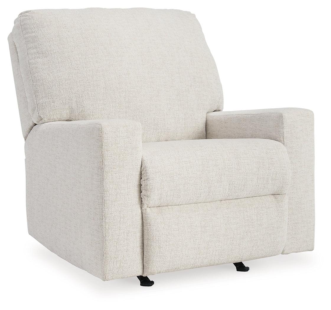 Side view of Rannis Snow Chenille Recliner chair