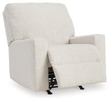 Reclining position of Rannis Snow Chenille Recliner chair
