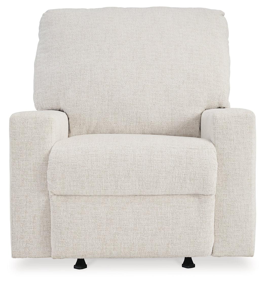 Front view of Rannis Snow Chenille Recliner chair