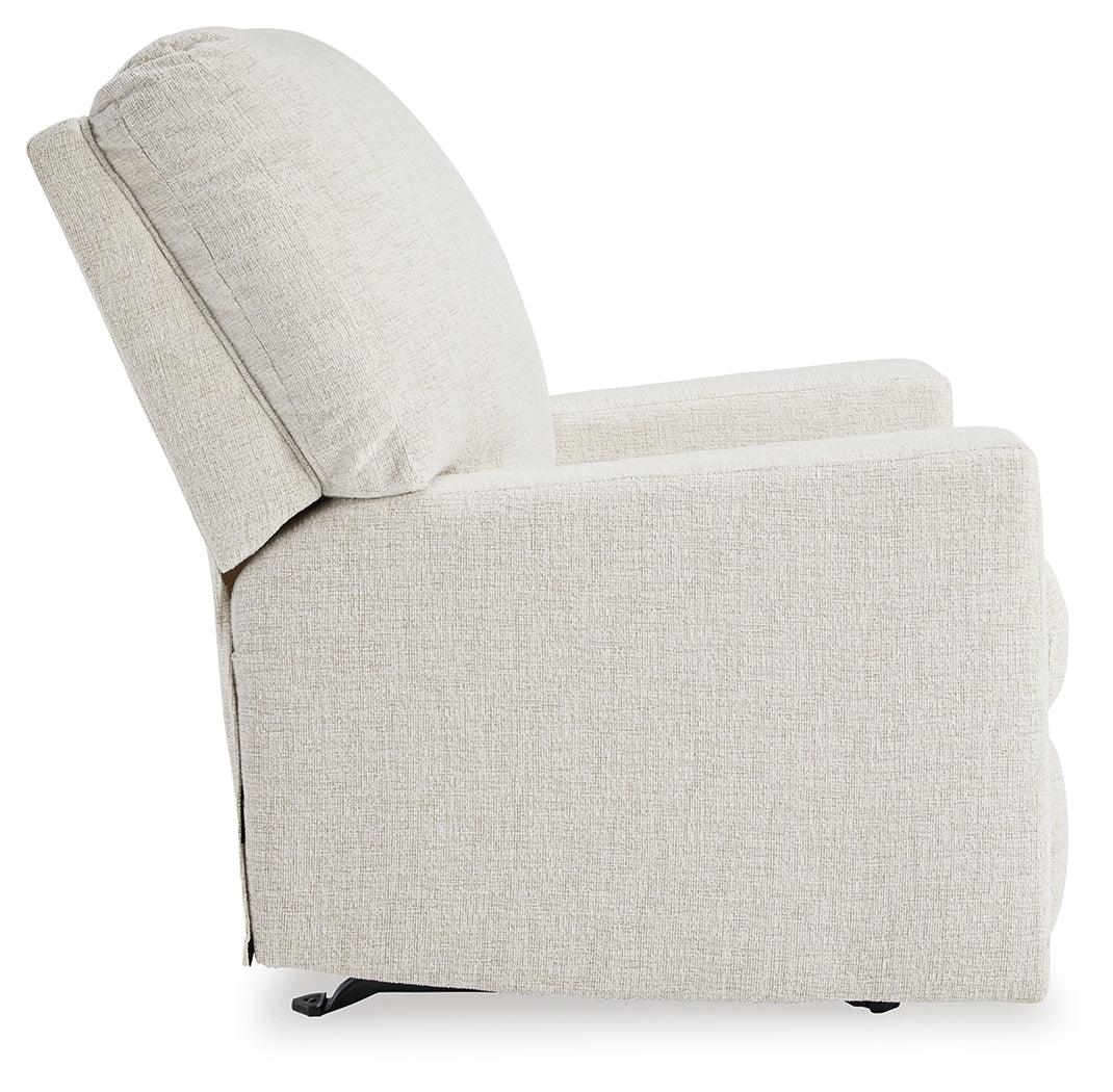 Side profile of Rannis Snow Chenille Recliner chair