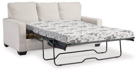 Rannis Snow Chenille Full Sofa Sleeper opened as bed