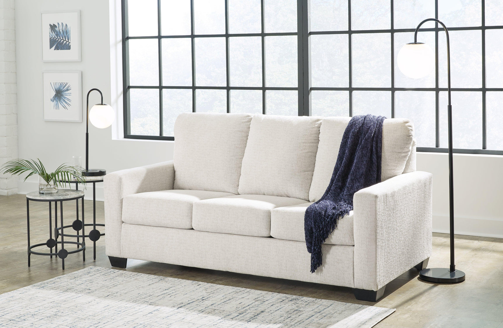 Rannis Snow Chenille Full Sofa Sleeper closed side view