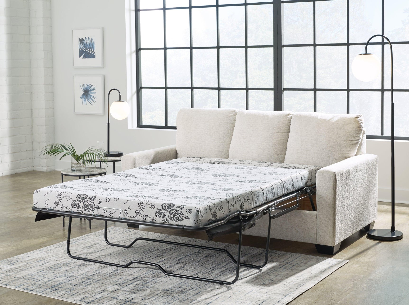 Rannis Snow Chenille Full Sofa Sleeper mattress opened