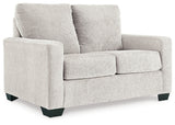 Side angle of Rannis sofa sleeper open