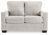 Head-on view of Rannis twin sofa sleeper closed