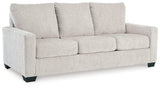 Rannis Snow Chenille Queen Sofa Sleeper closed side view showing exposed feet