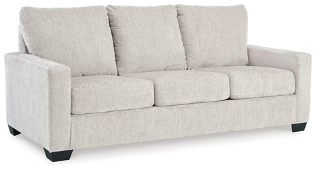 Rannis Snow Chenille Queen Sofa Sleeper closed side view showing exposed feet
