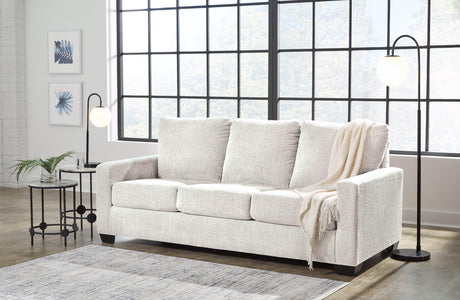 Rannis Snow Chenille Queen Sofa Sleeper closed back view