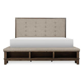 Gray Eastern Upholstered Tufted King Panel Bedroom Set front view