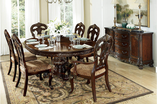 Deryn Park Cherry Modern Classic Traditional Solid Wood Upholstered Oval Dining Room Set - Ella Furniture