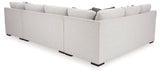 Detailed view of Koralynn Stone Nuvella sectional sofa upholstery and structure