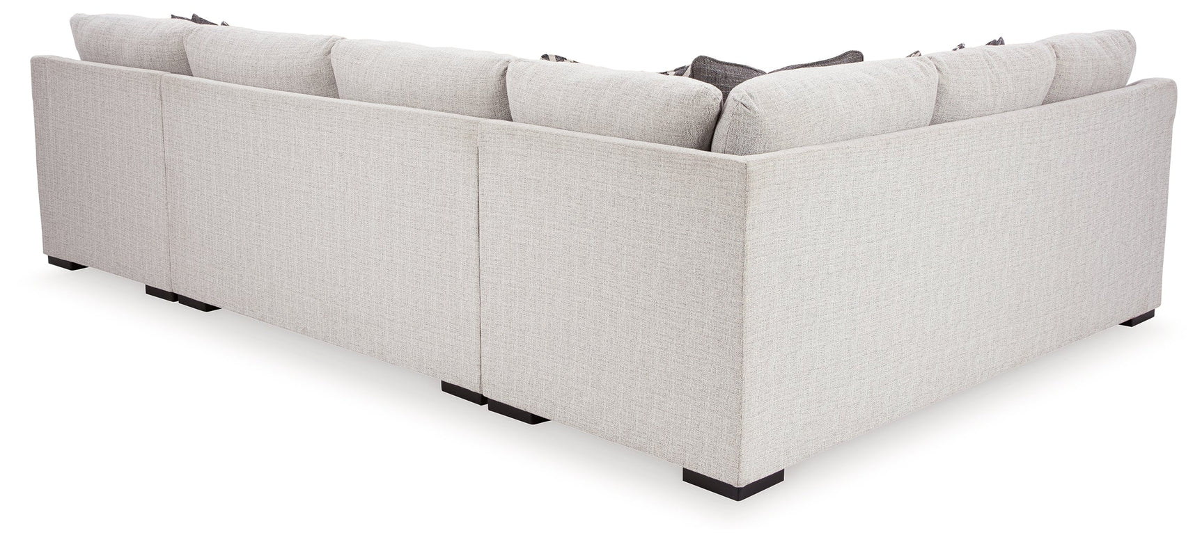 Detailed view of Koralynn Stone Nuvella sectional sofa upholstery and structure