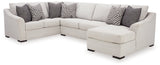 Side view of Koralynn Stone Nuvella 3-piece sectional sofa with chaise
