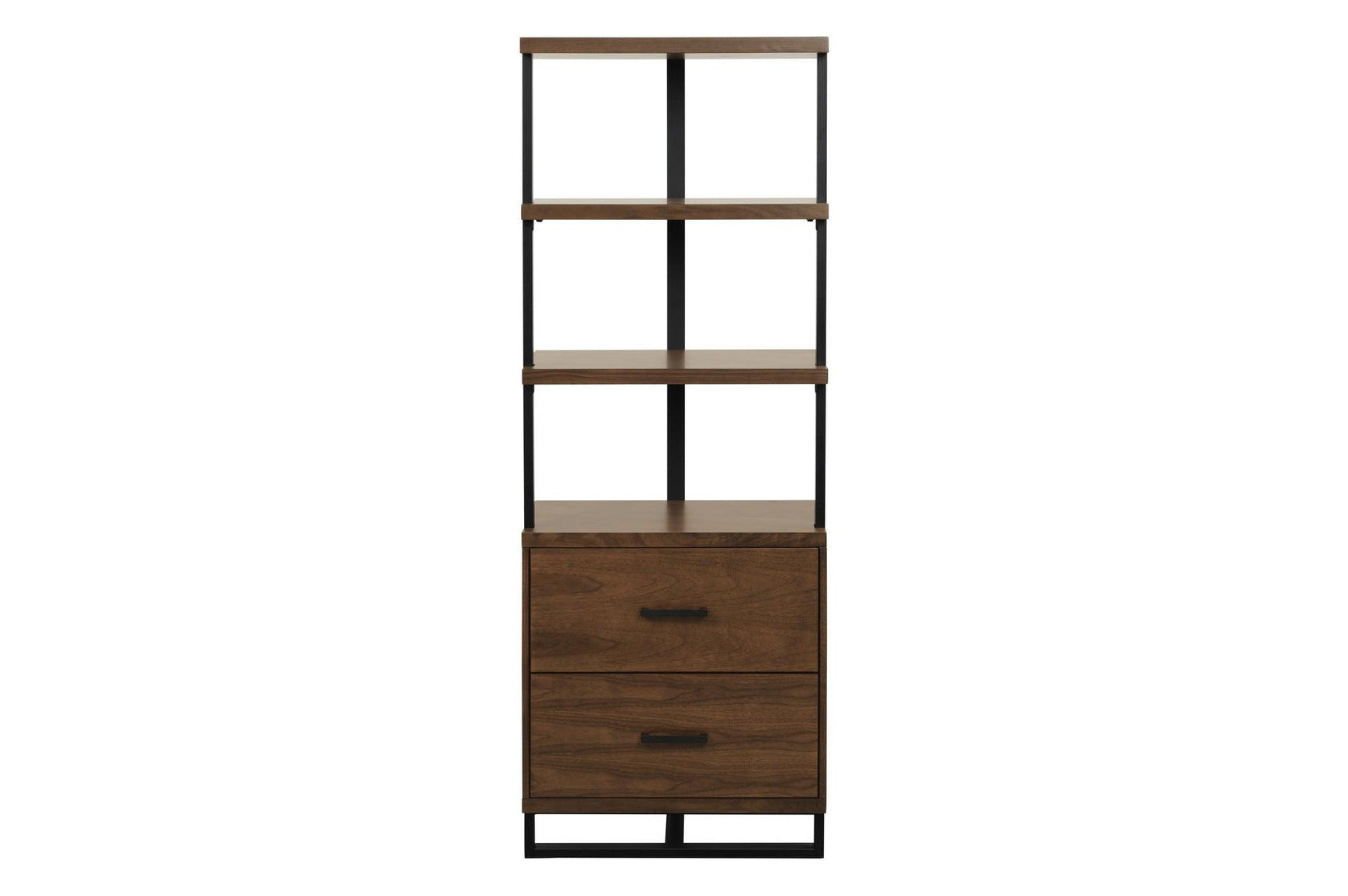 Sedley Dark Modern Contemporary Sleek Metal Walnut Veneer Storage Tv Stand - Ella Furniture