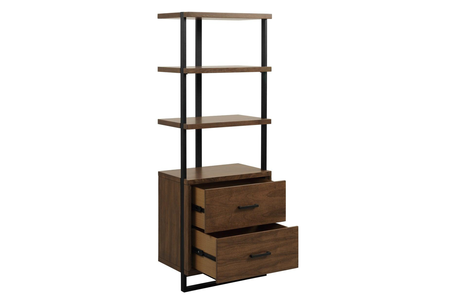 Sedley Dark Modern Contemporary Sleek Metal Walnut Veneer Storage Tv Stand - Ella Furniture