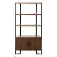 Sedley Walnut and Dark Metal Bookcase front view