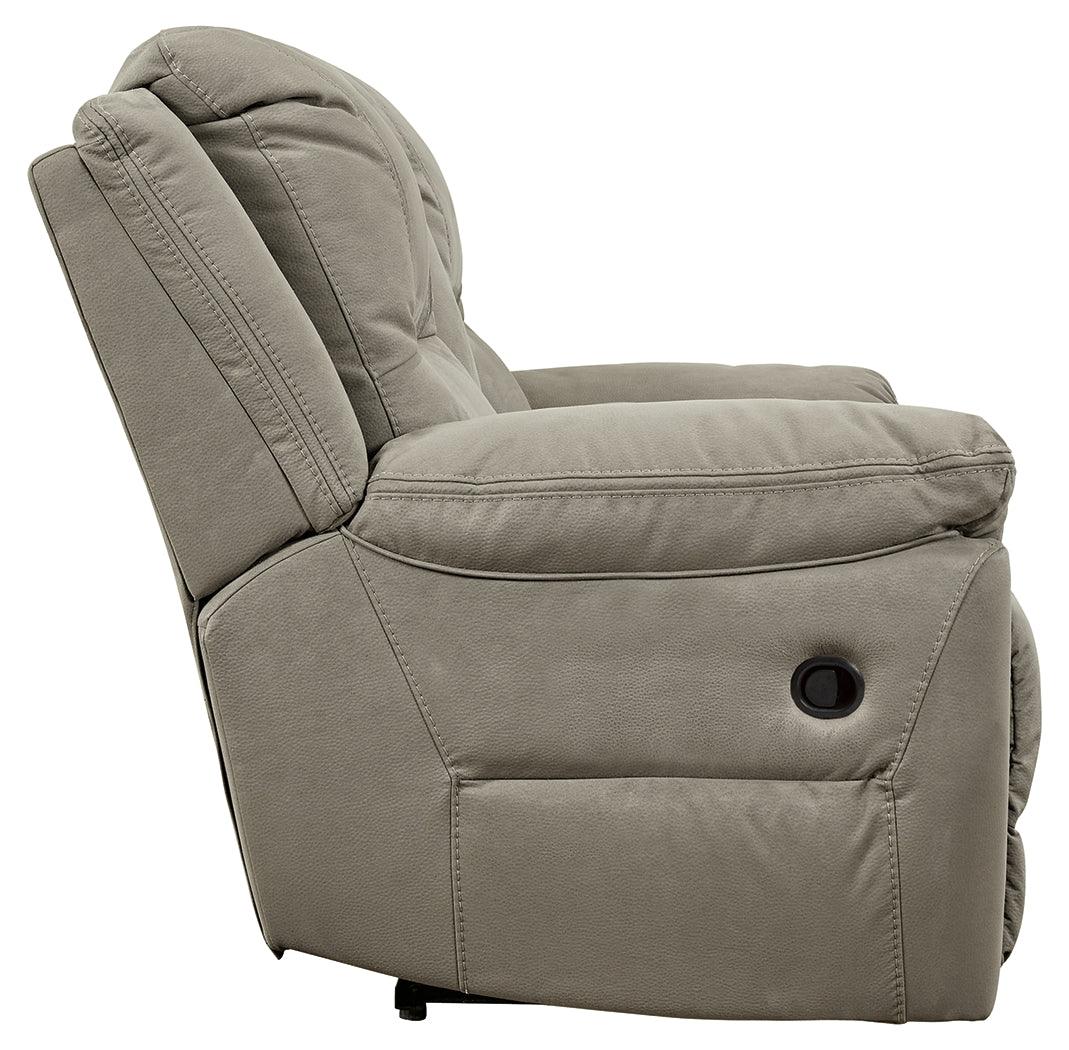 Next-Gen Gaucho putty microfiber reclining loveseat side view