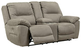 Next-Gen Gaucho Putty Microfiber Power Reclining Loveseat angled reclined open