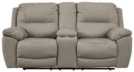 Next-Gen Gaucho Putty Microfiber Power Reclining Loveseat head-on angle