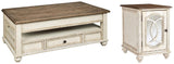 Realyn White/Brown Coffee Table with 1 End Table — product view