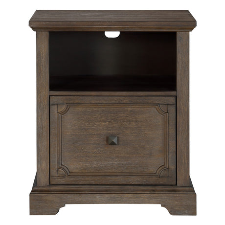 Toulon dark oak file cabinet front angle