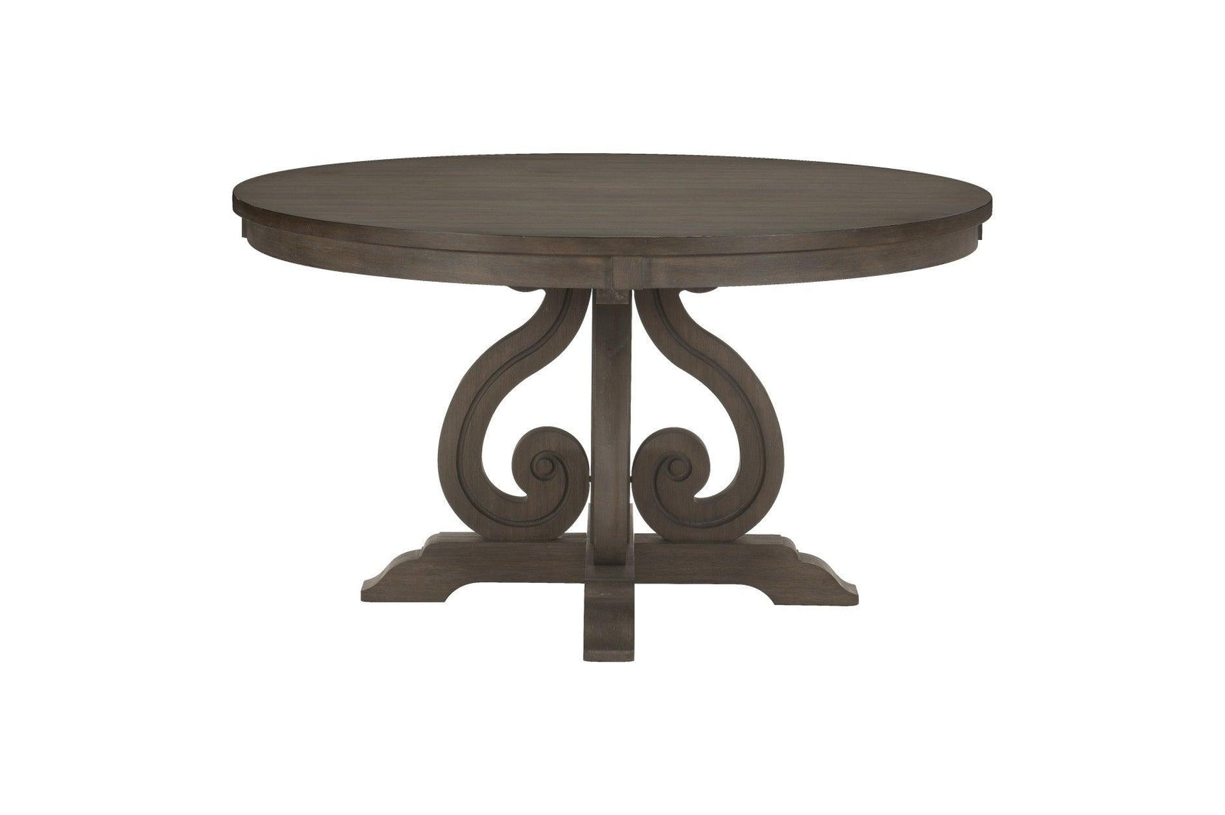 Dining set in a room setting with dark oak finish