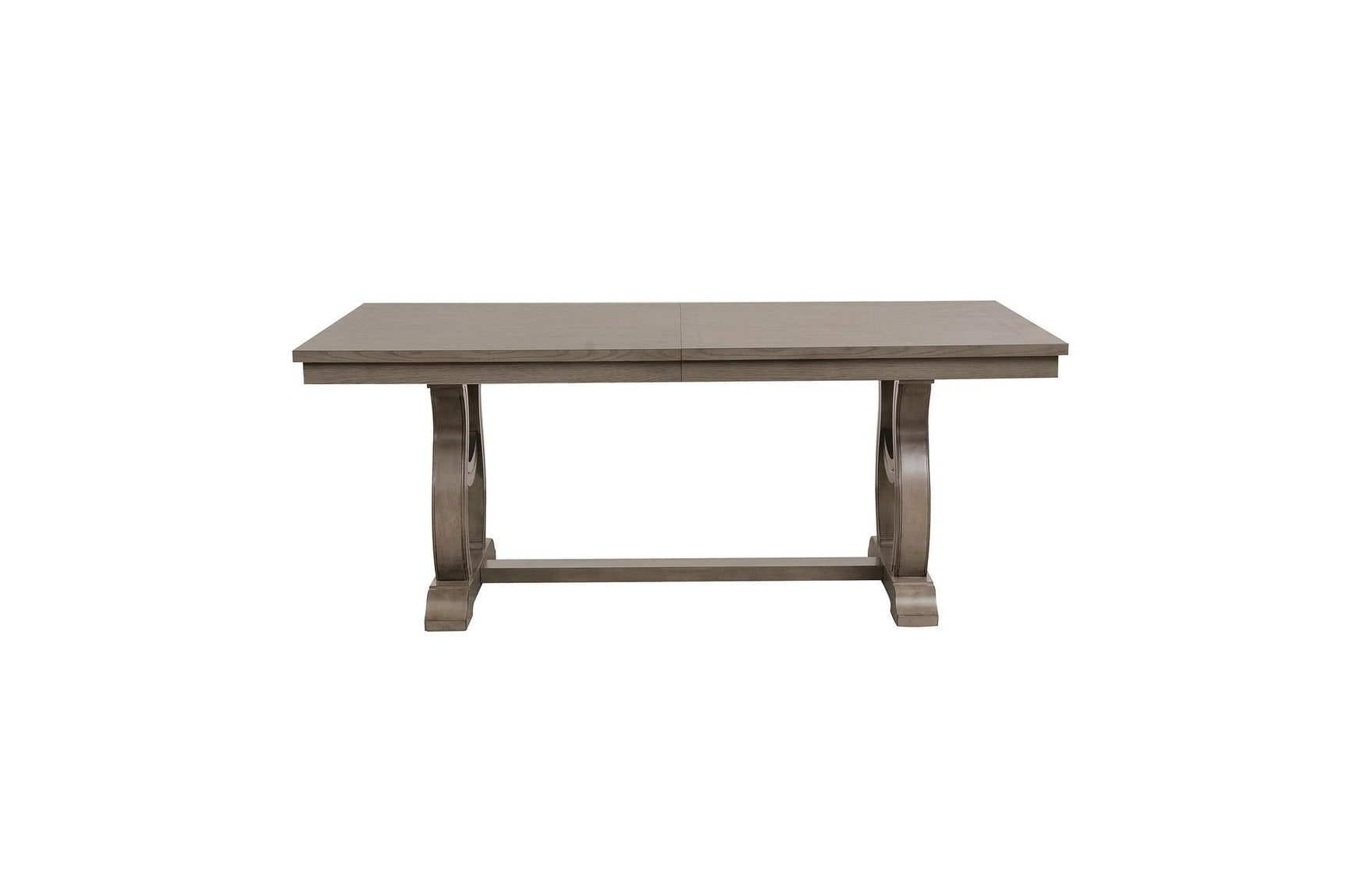room view of Vermillion Bisque tuftet fabric rectangular dining room set