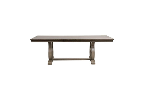 main view of extended Vermillion bisque dining table set